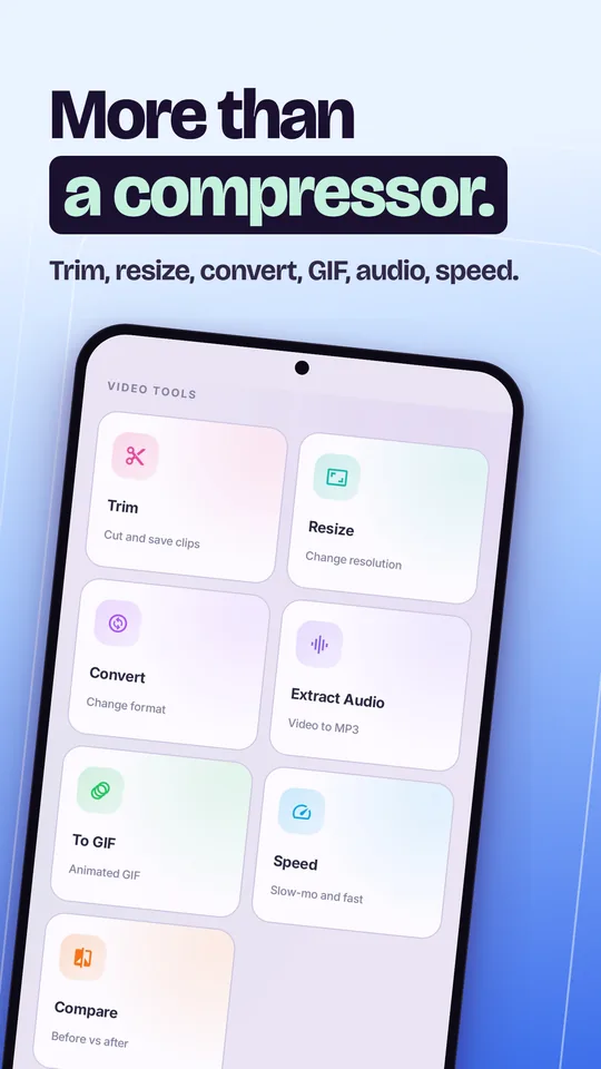 Video tools: trim, resize, convert, GIF, extract audio, speed